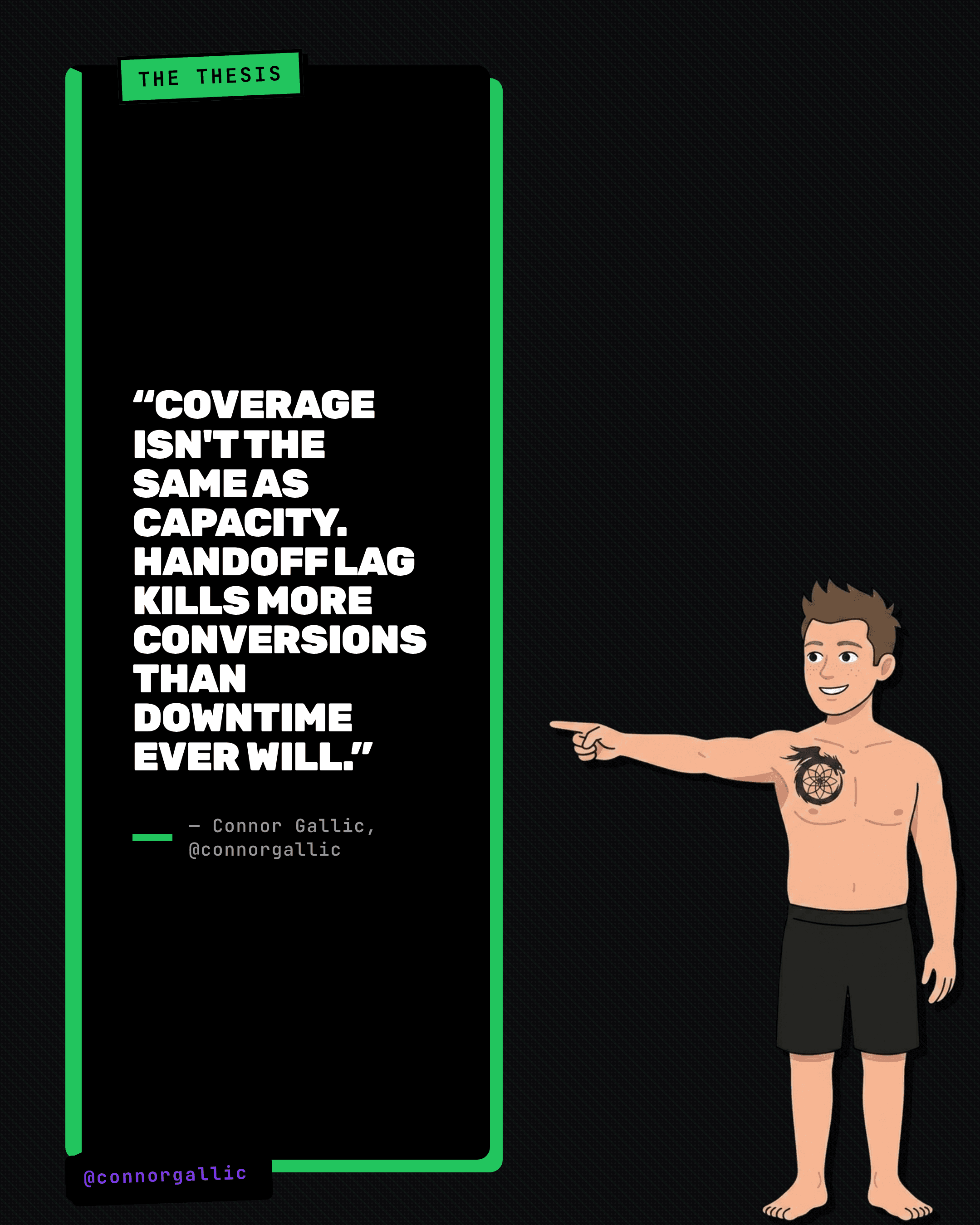Coverage isn't the same as capacity. Handoff lag kills more conversions than downtime ever will.