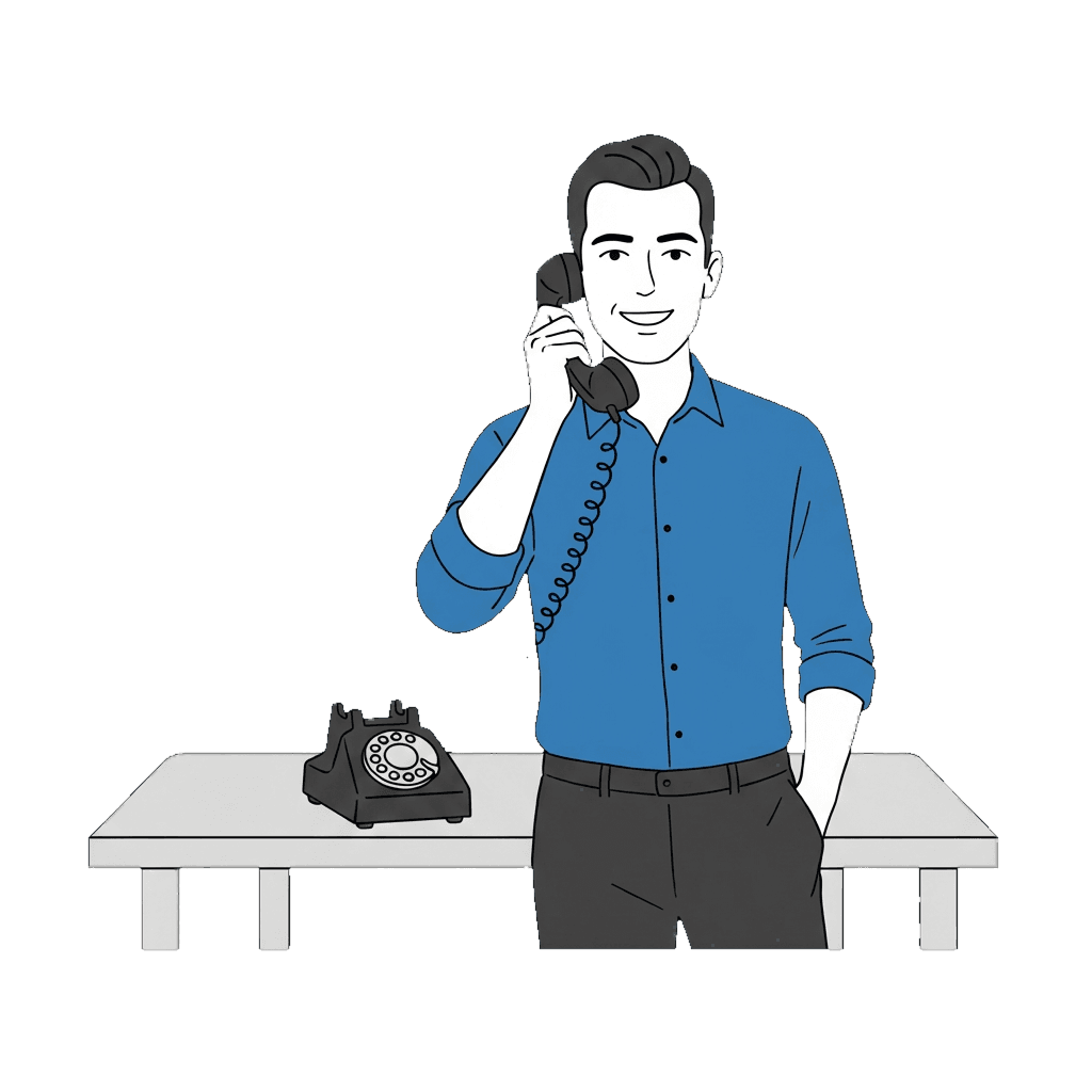 Kai answering a business call
